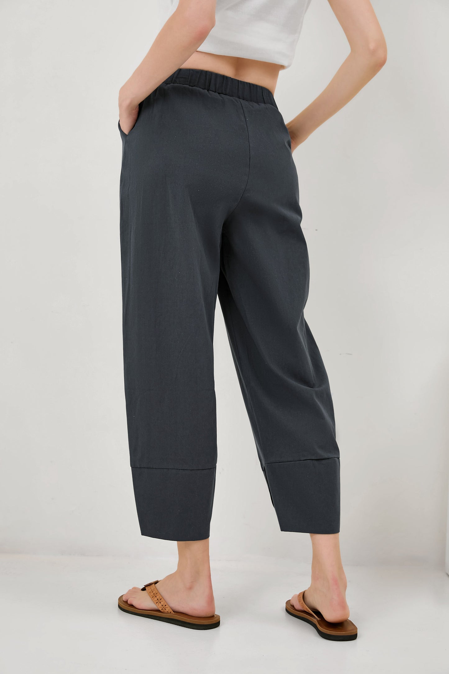Womens Solid Color Simple Loose Casual Ankle pants