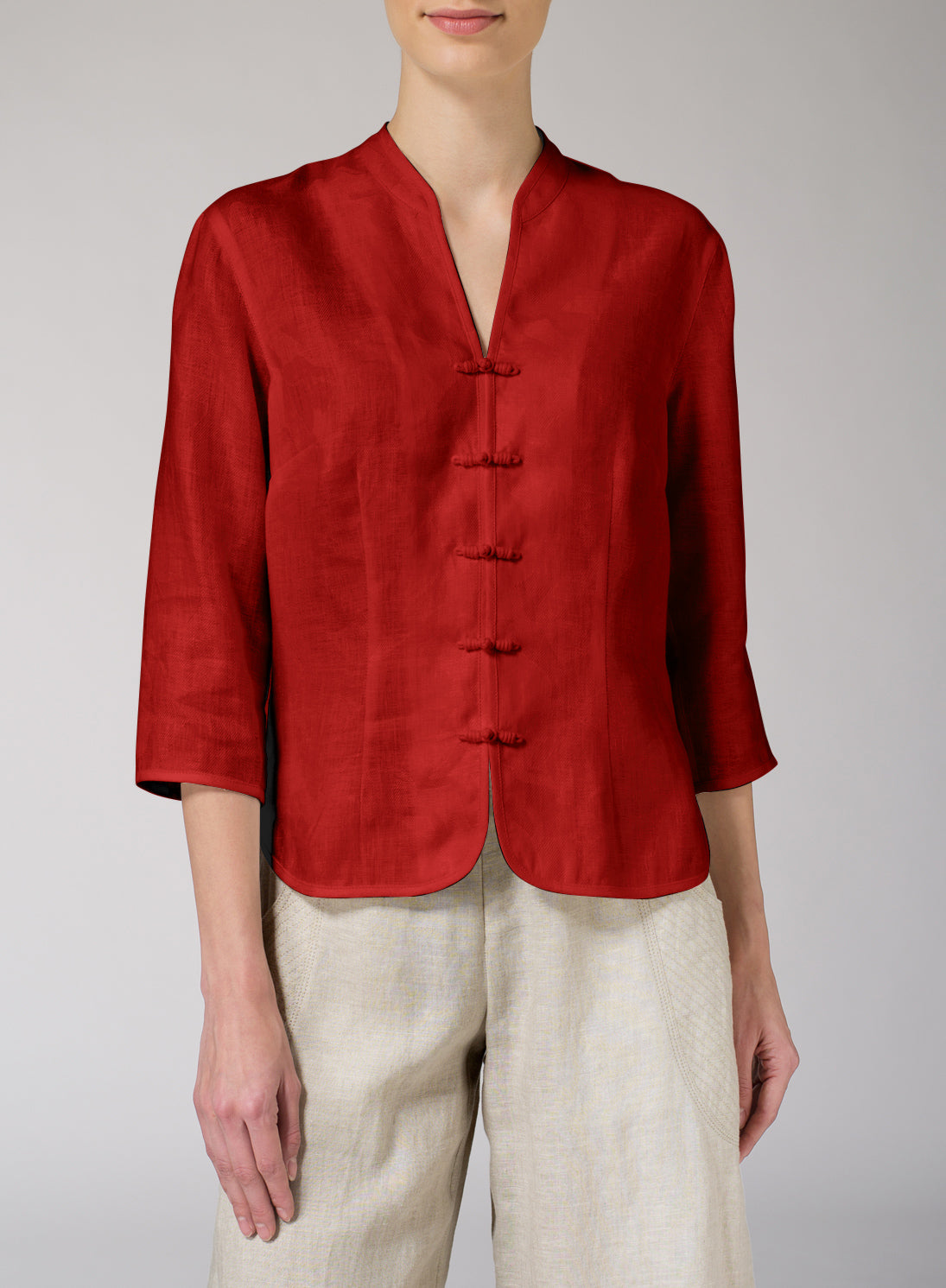 Cotton And Linen Waist Slim Small Coat