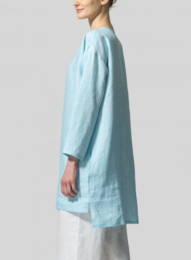 Cotton And Linen Elbow Sleeve Tunic