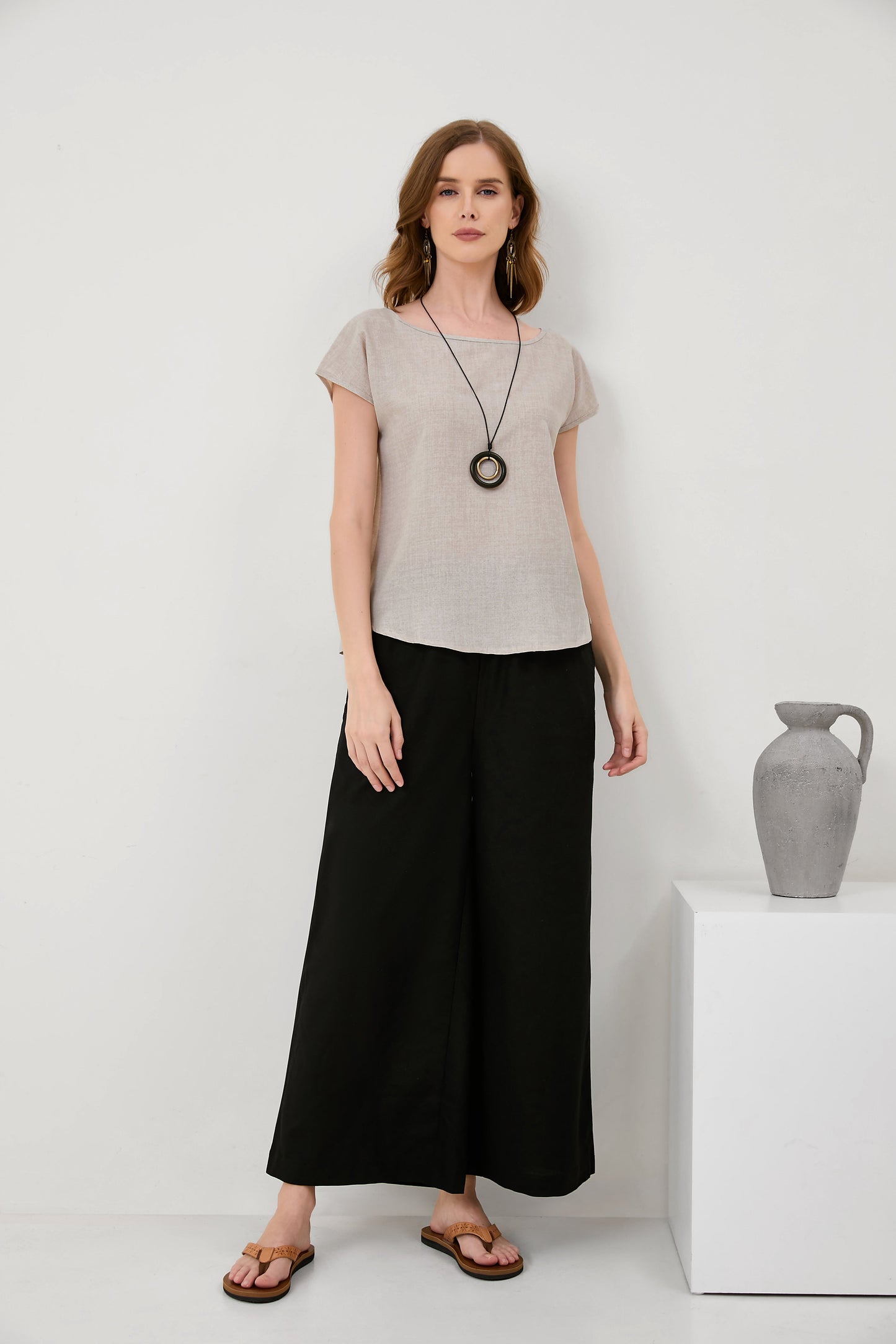 Cotton-Linen Minimalist Cut Thin T-Shirt