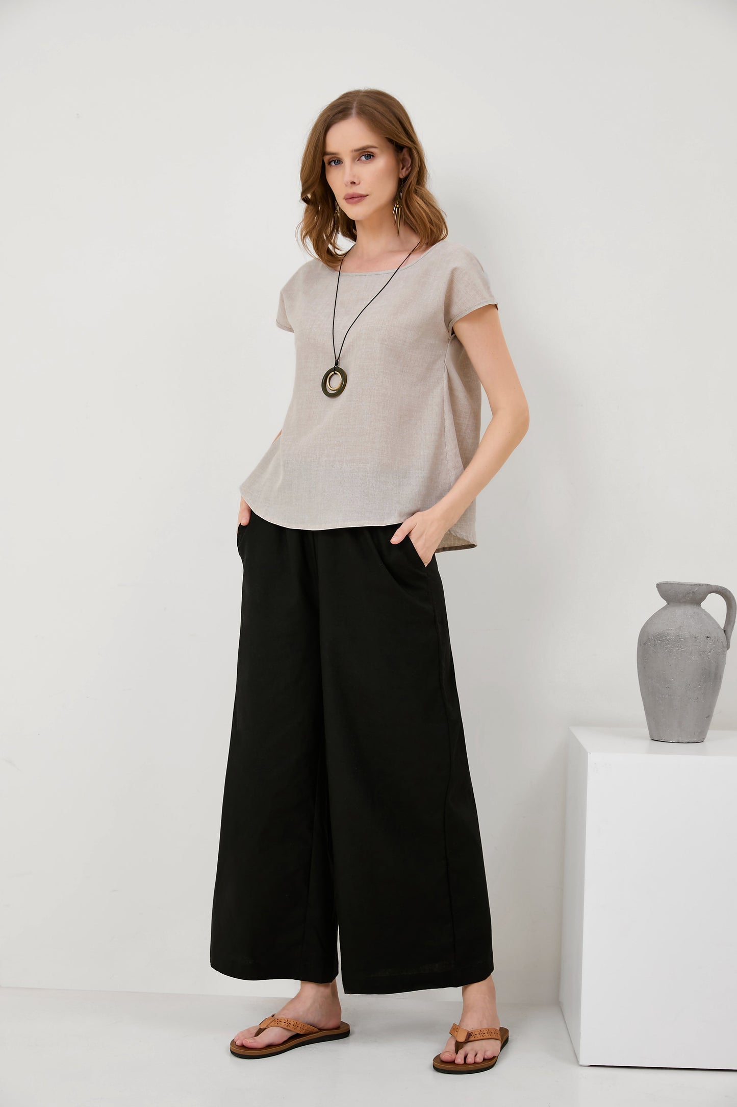 Cotton-Linen Minimalist Cut Thin T-Shirt