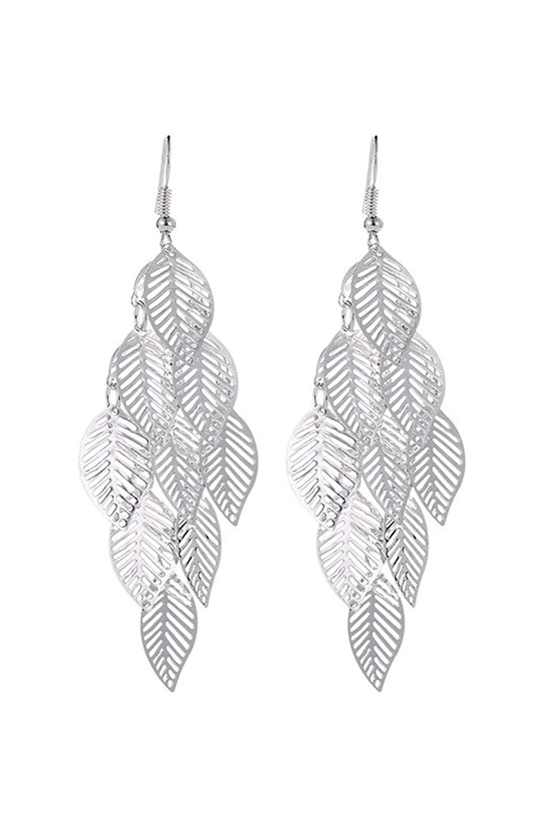 Hollow Out Multiple Acrylic Leaf Alloy Dangle Earrings