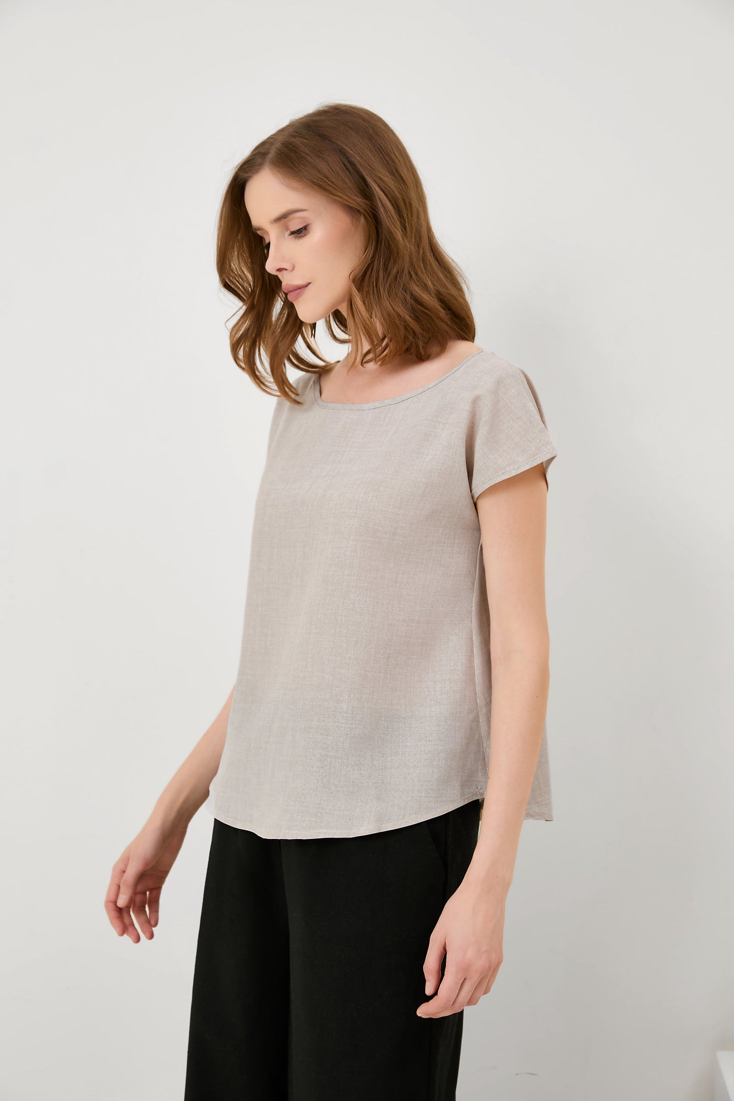 Cotton-Linen Minimalist Cut Thin T-Shirt