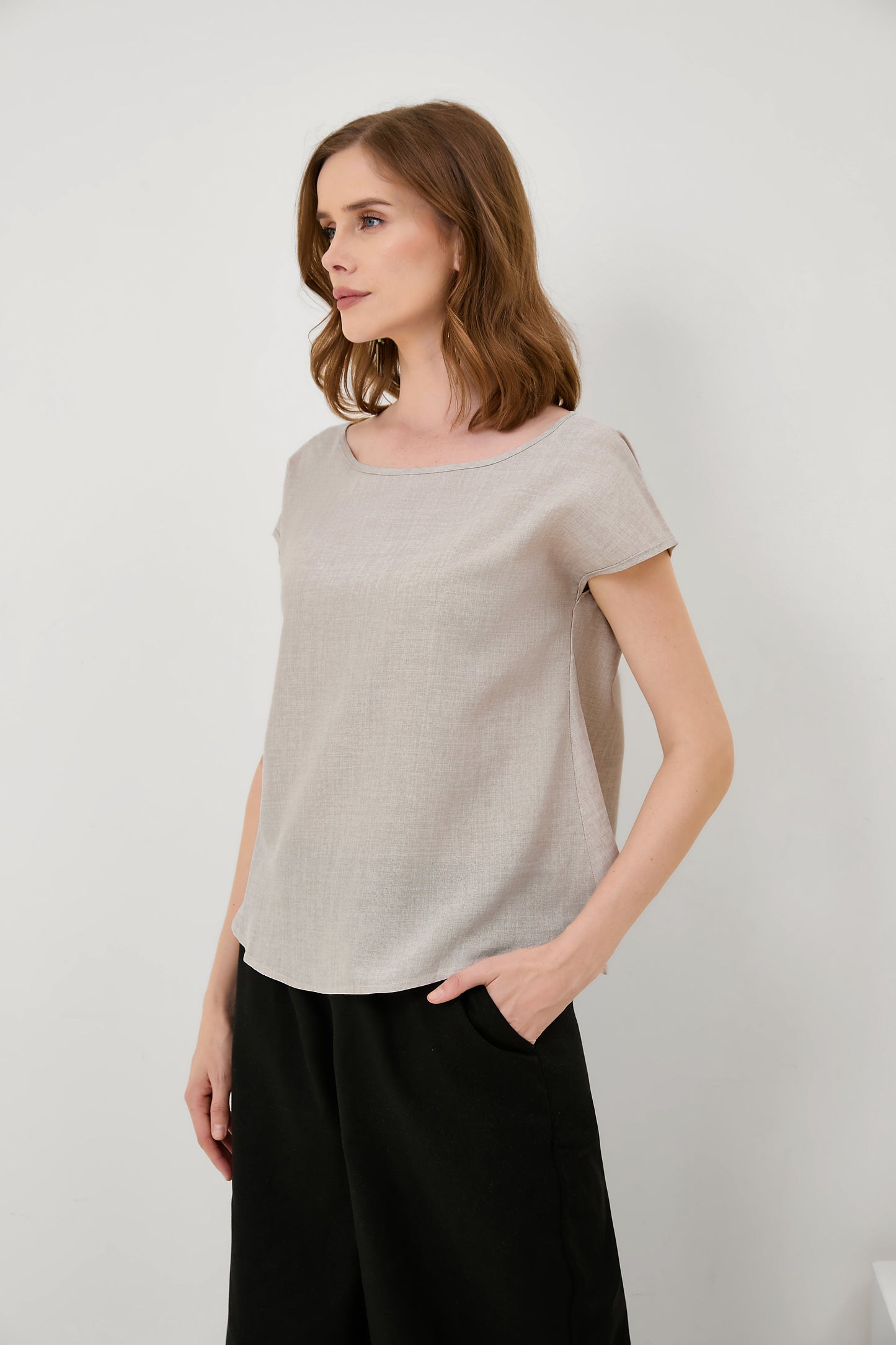 Cotton-Linen Minimalist Cut Thin T-Shirt