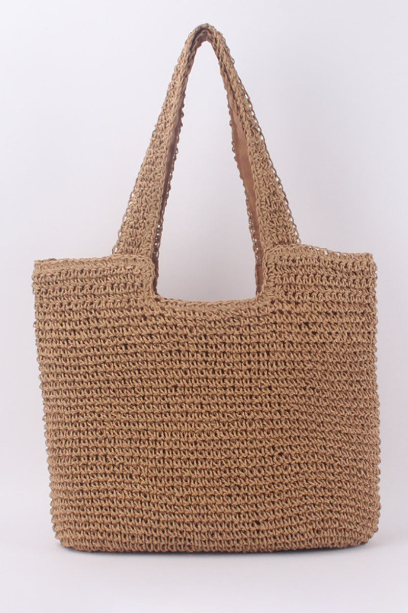 Woven Straw Wide Strap Beach Shoulder Bag