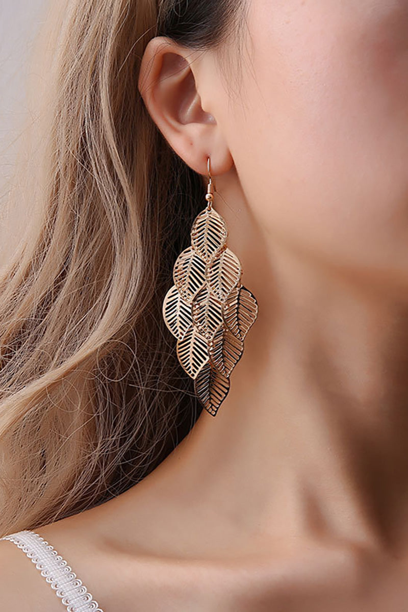 Hollow Out Multiple Acrylic Leaf Alloy Dangle Earrings