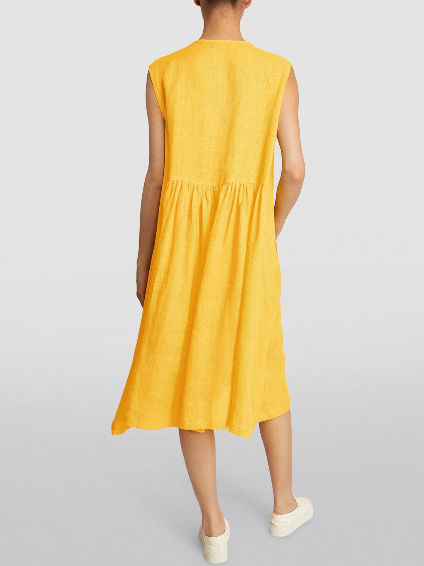 Cotton Linen Sleeveless Midi Dress