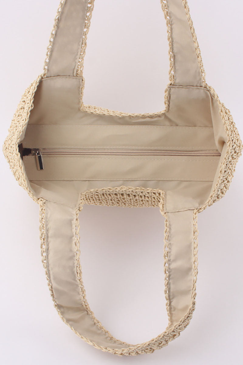 Woven Straw Wide Strap Beach Shoulder Bag