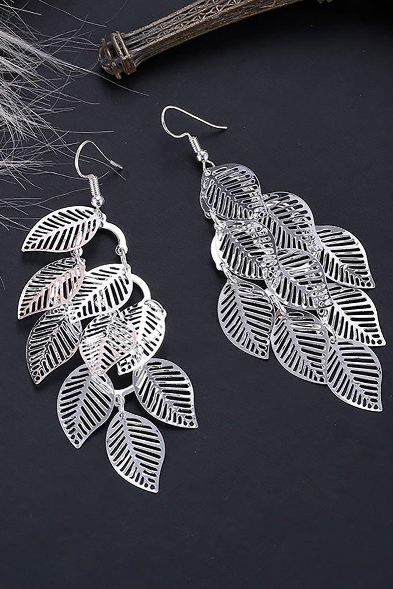 Hollow Out Multiple Acrylic Leaf Alloy Dangle Earrings