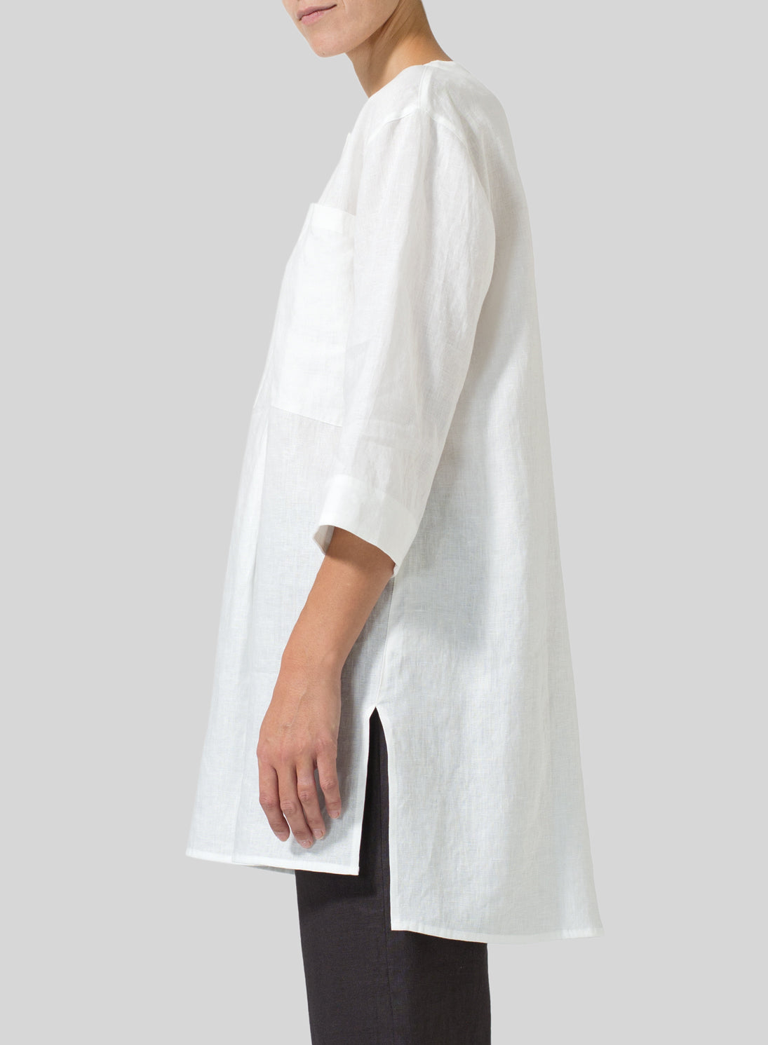 Womens Cotton Linen Pocket Fashion Shirt