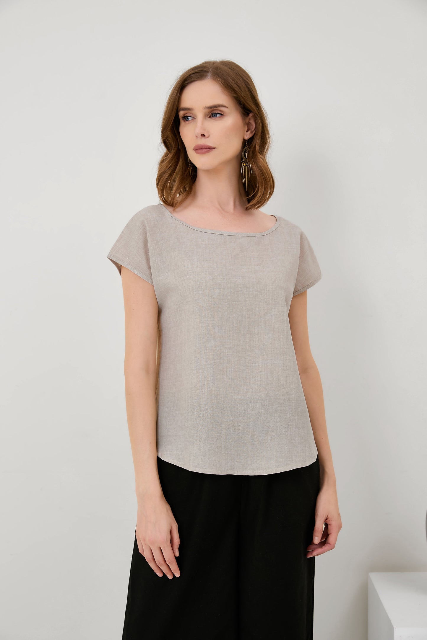 Cotton-Linen Minimalist Cut Thin T-Shirt