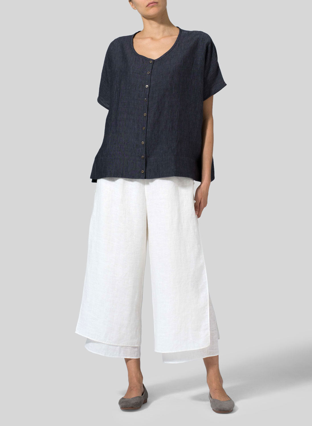 Cotton Linen Wide Sleeve Shirt