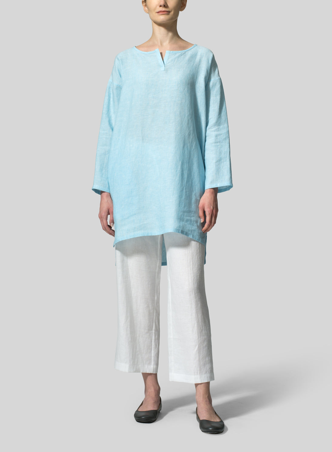 Cotton And Linen Elbow Sleeve Tunic