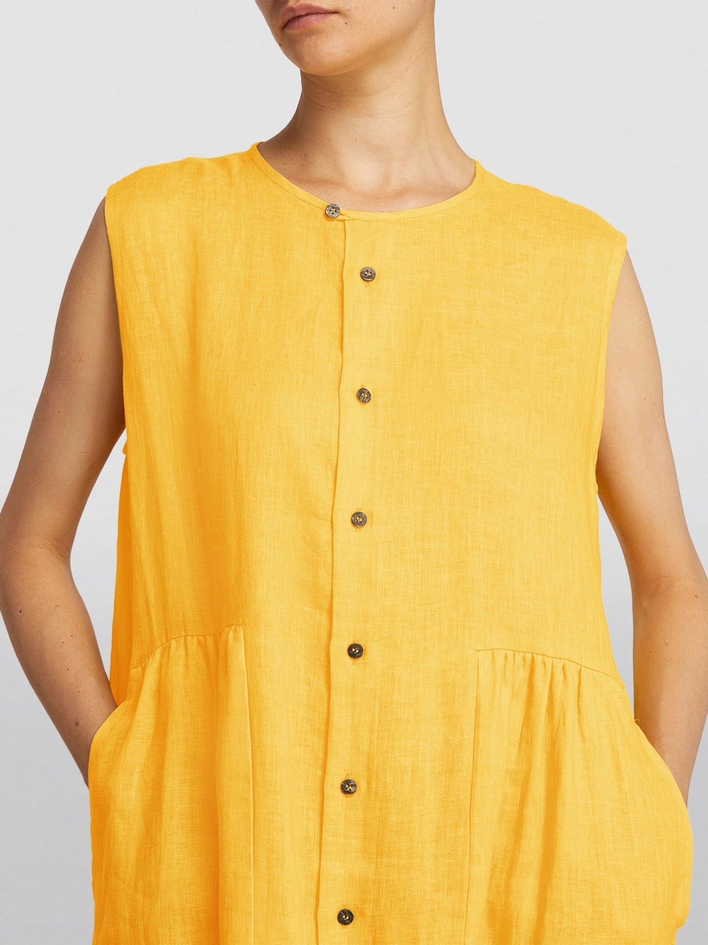 Cotton Linen Sleeveless Midi Dress
