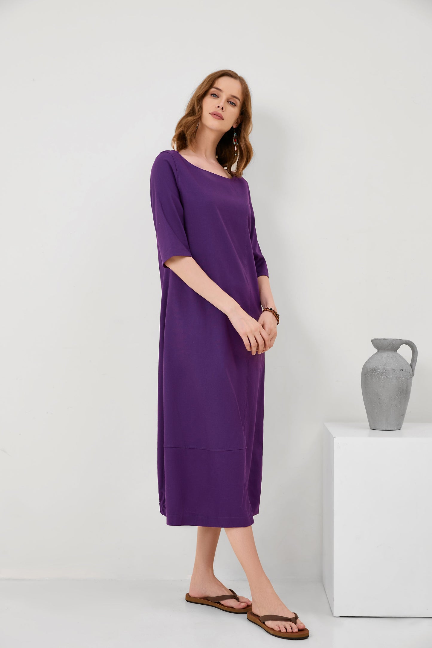 Crew Neck Women Plus Size Dresses Daytime Solid Dresses