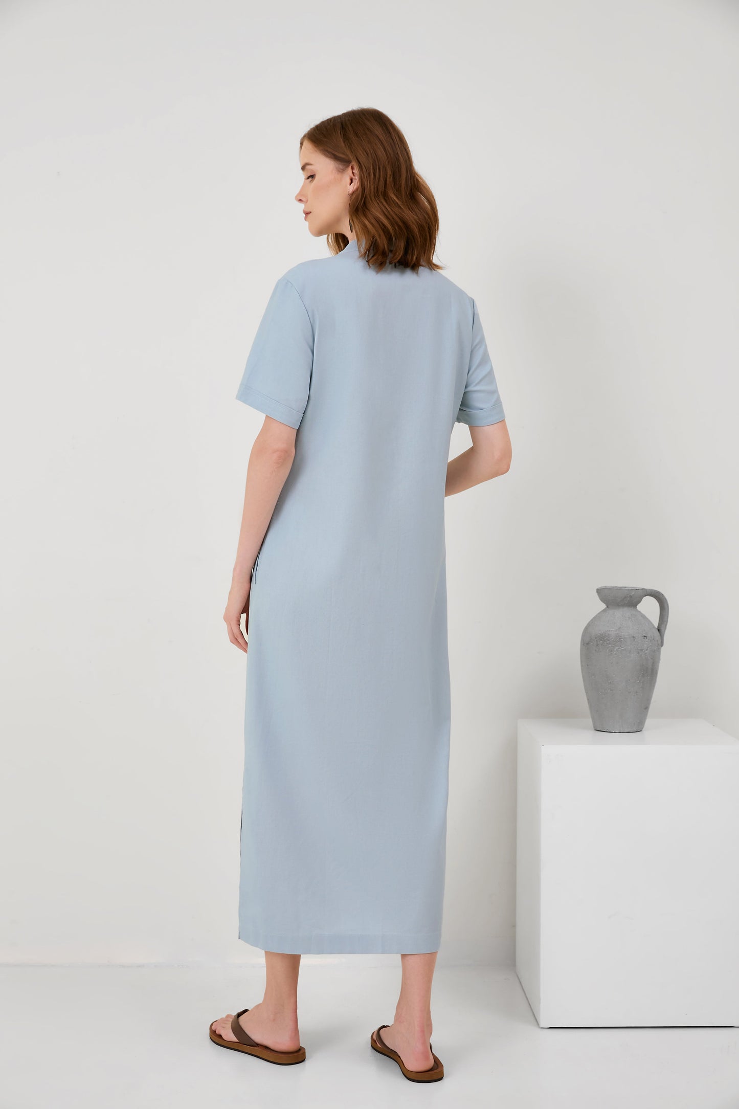 Cotton Linen Sleeveless Midi Dress