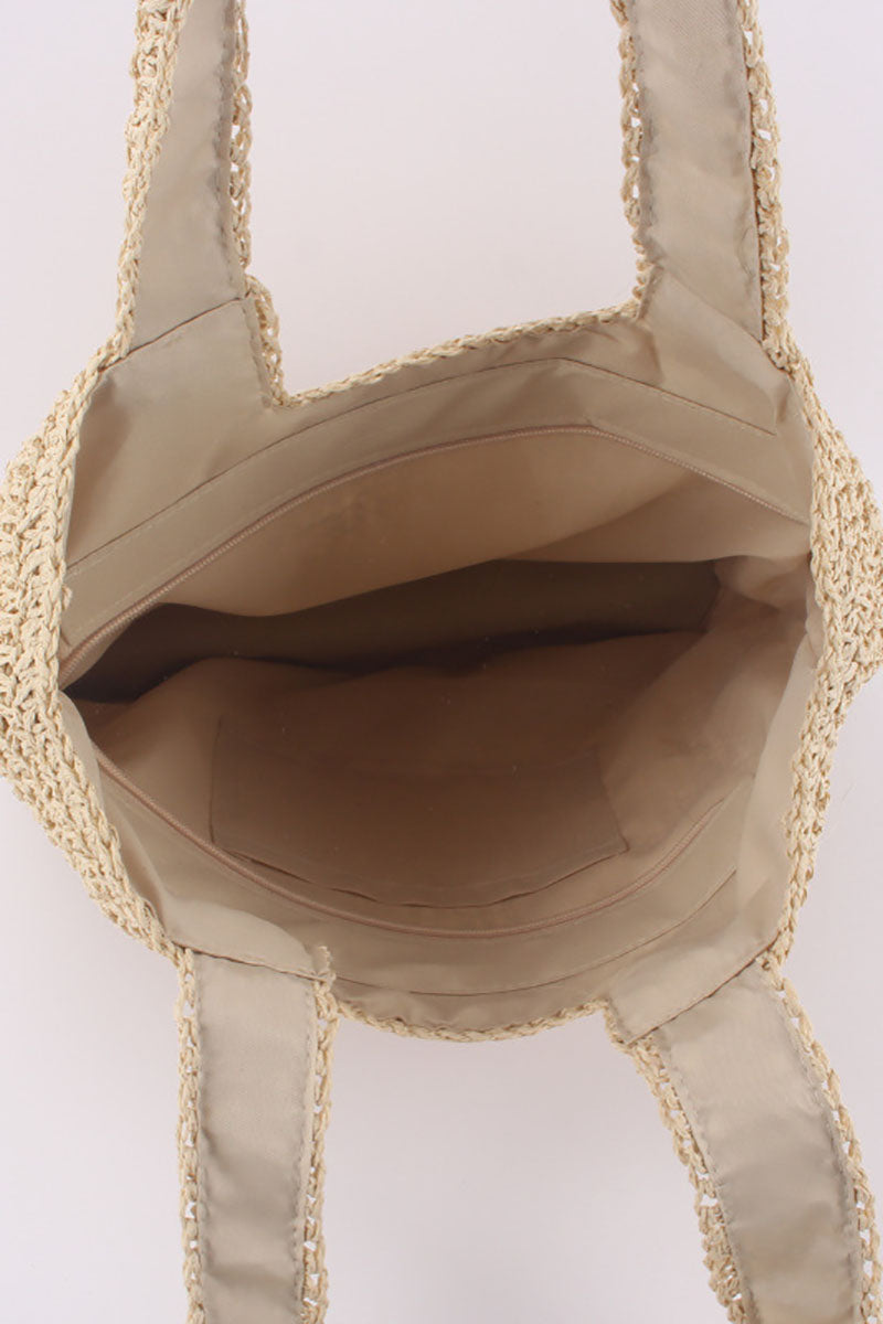 Woven Straw Wide Strap Beach Shoulder Bag