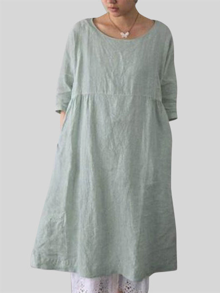 Solid Color Loose Crinkled Dress