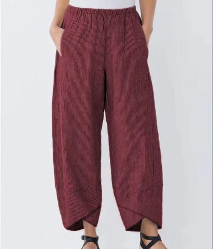 Womens Solid Color Simple Loose Casual Ankle pants