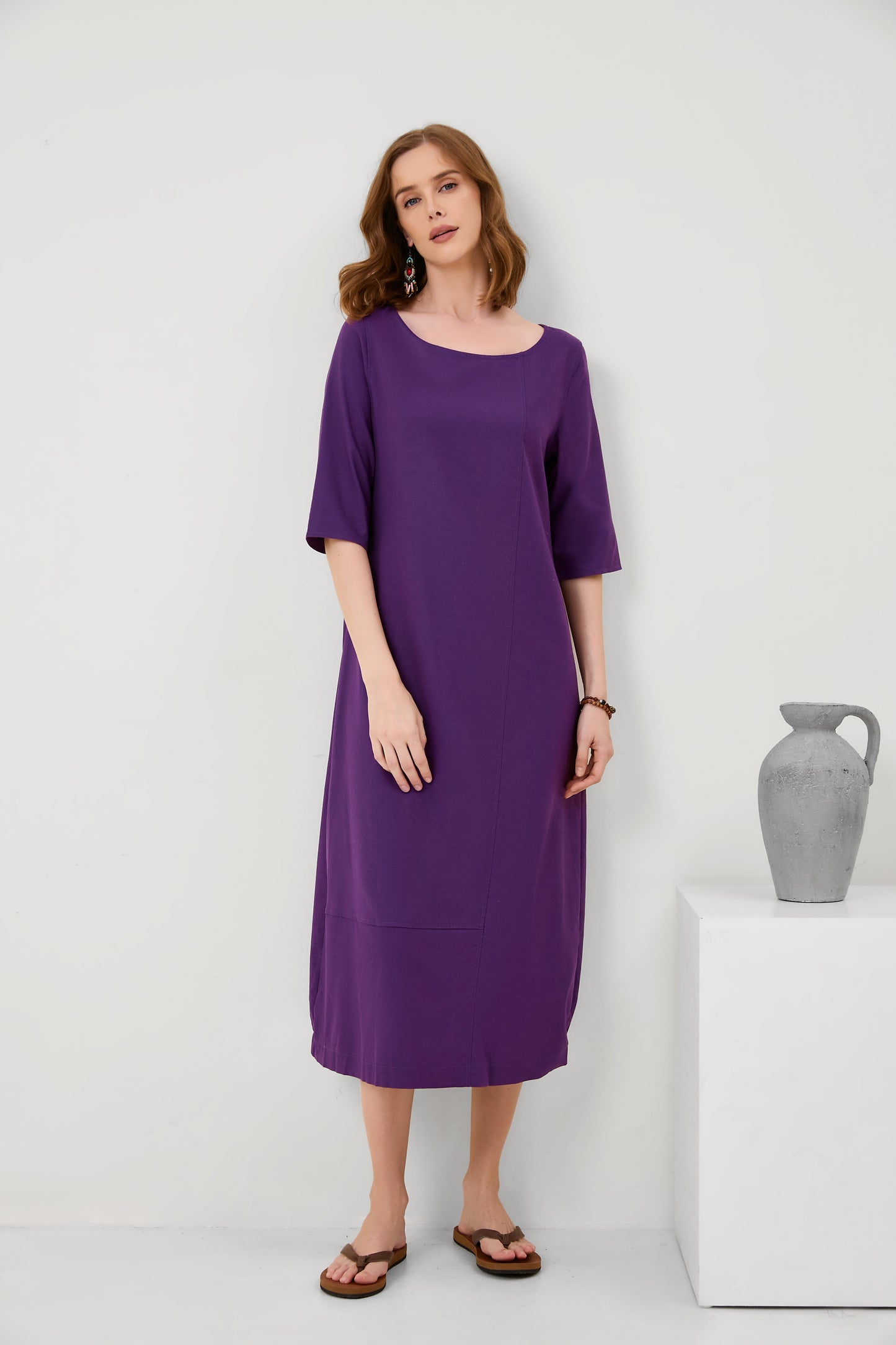 Crew Neck Women Plus Size Dresses Daytime Solid Dresses