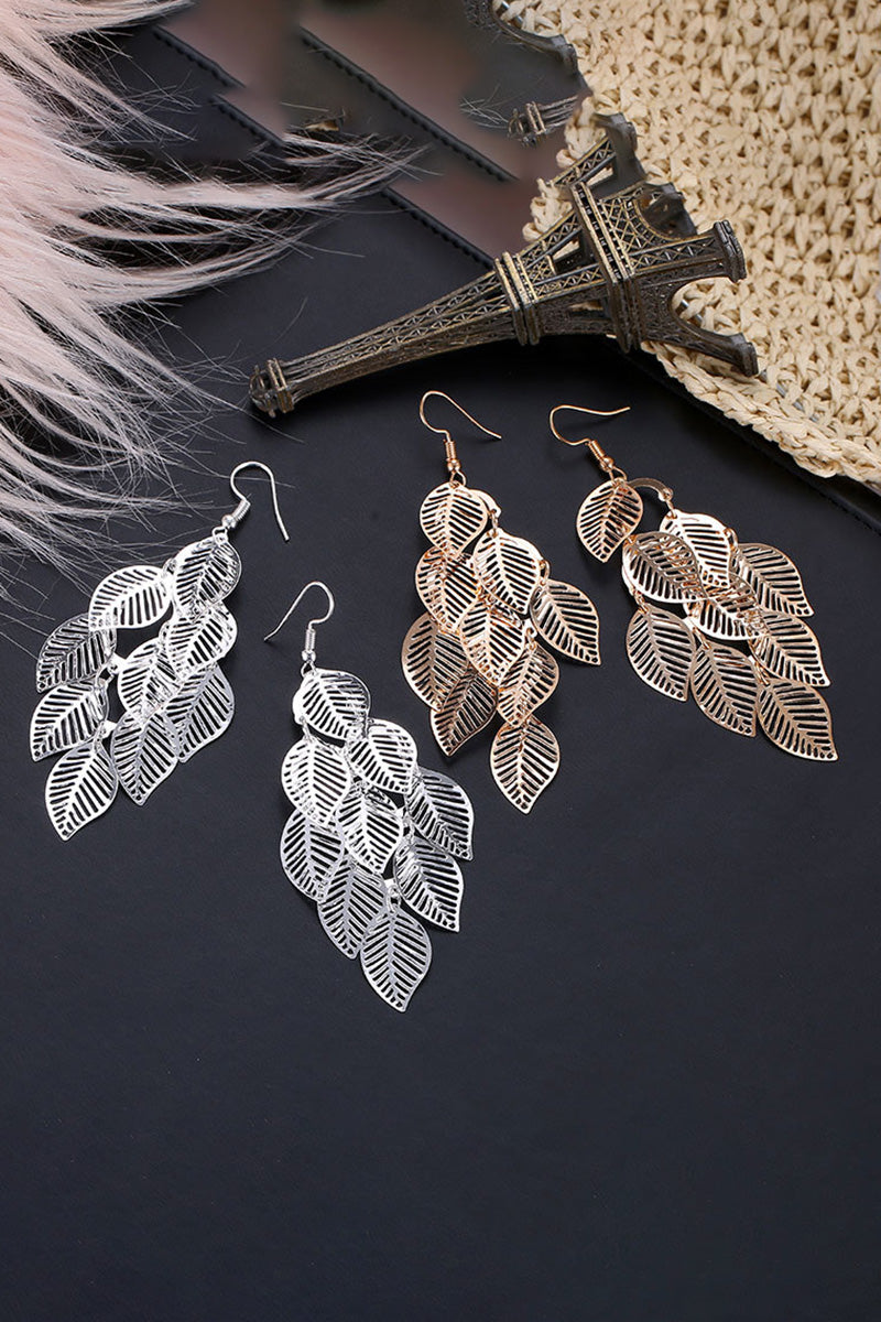 Hollow Out Multiple Acrylic Leaf Alloy Dangle Earrings
