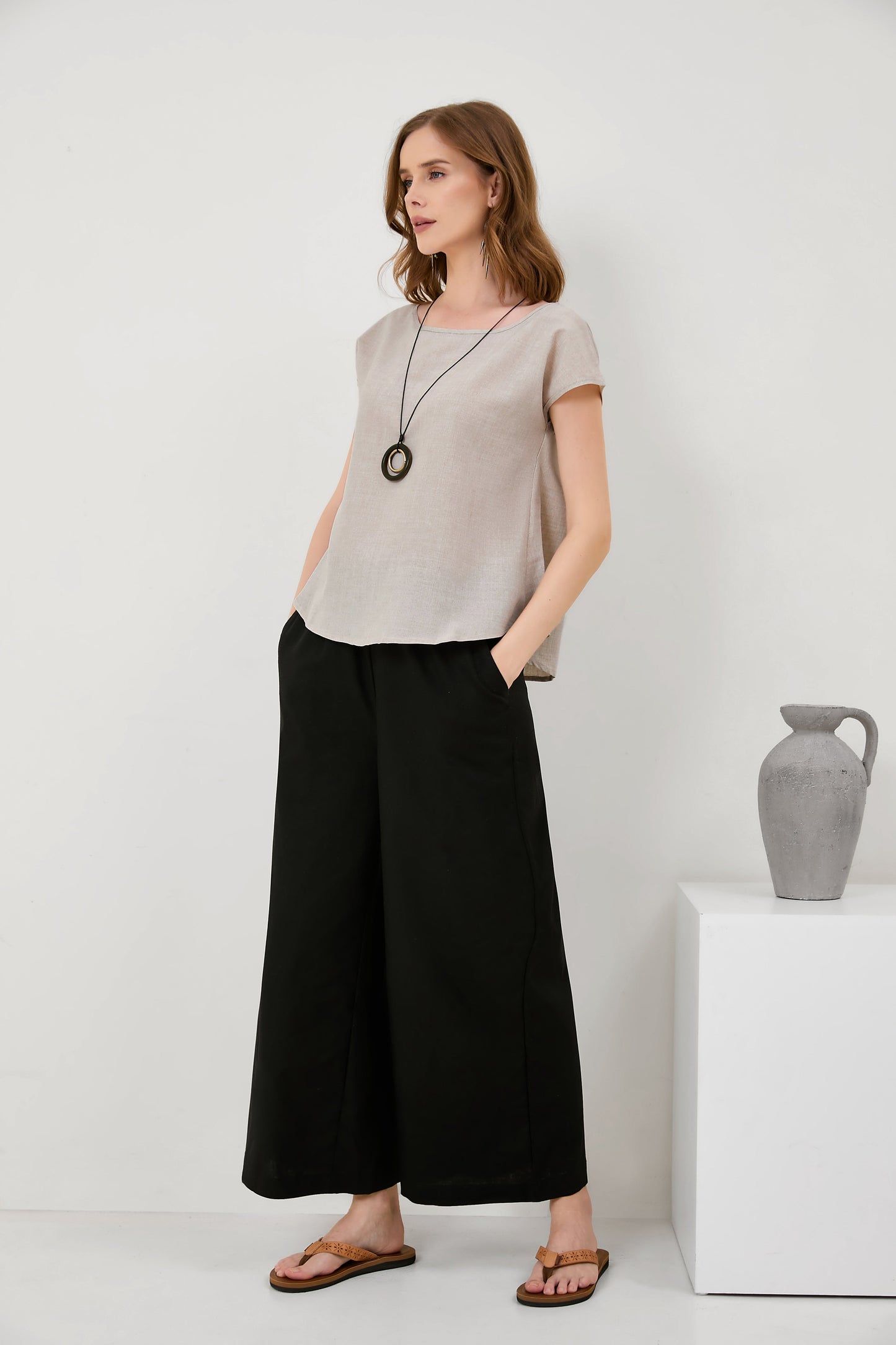 Cotton-Linen Minimalist Cut Thin T-Shirt