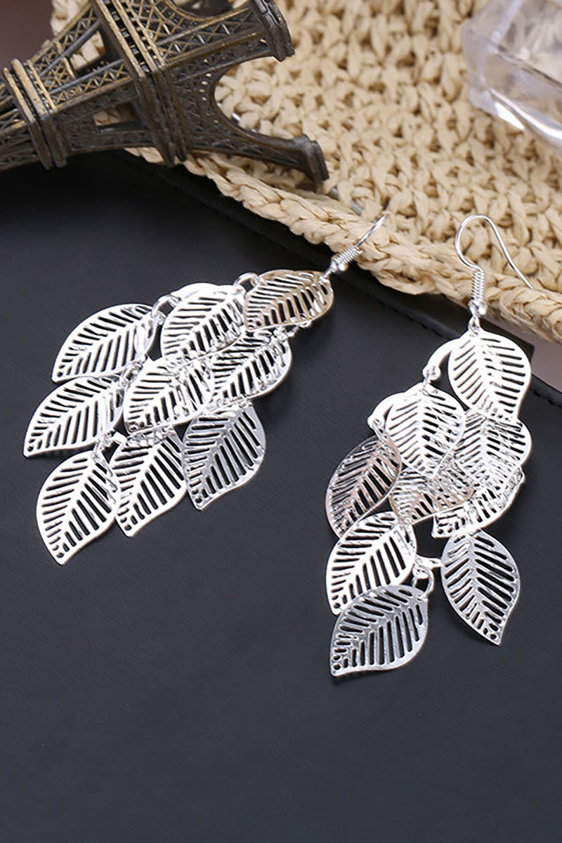 Hollow Out Multiple Acrylic Leaf Alloy Dangle Earrings