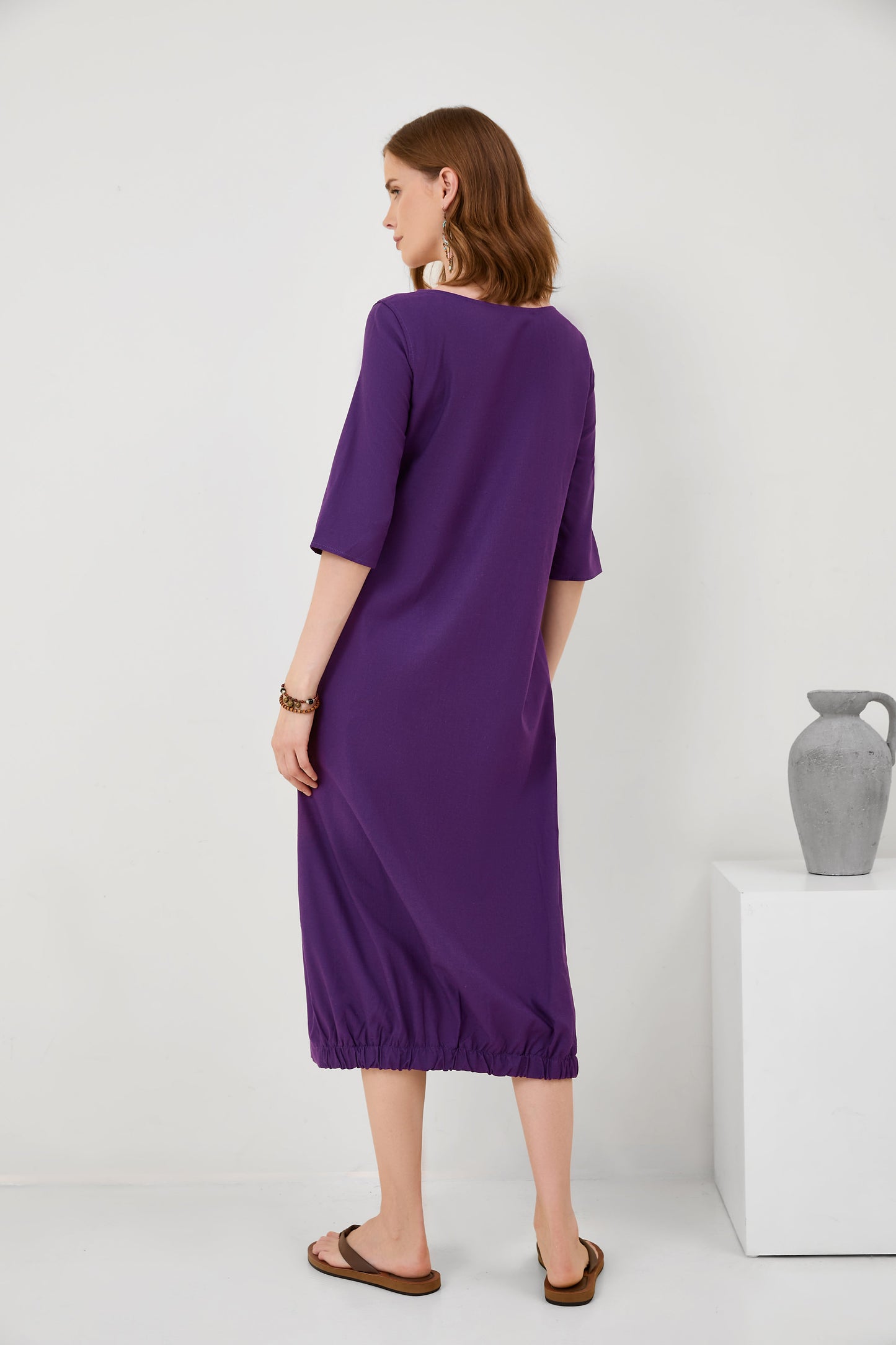 Crew Neck Women Plus Size Dresses Daytime Solid Dresses