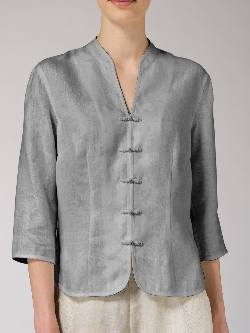 Cotton And Linen Waist Slim Small Coat