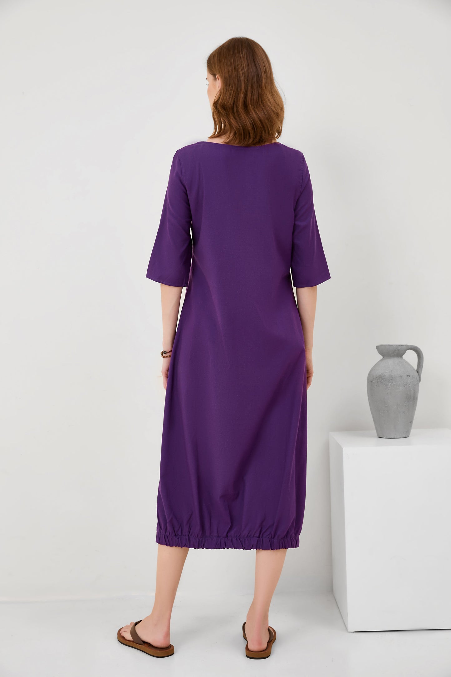 Crew Neck Women Plus Size Dresses Daytime Solid Dresses