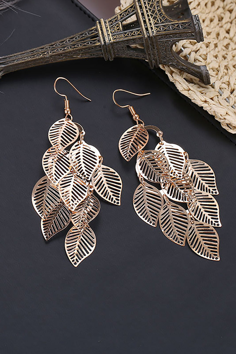 Hollow Out Multiple Acrylic Leaf Alloy Dangle Earrings