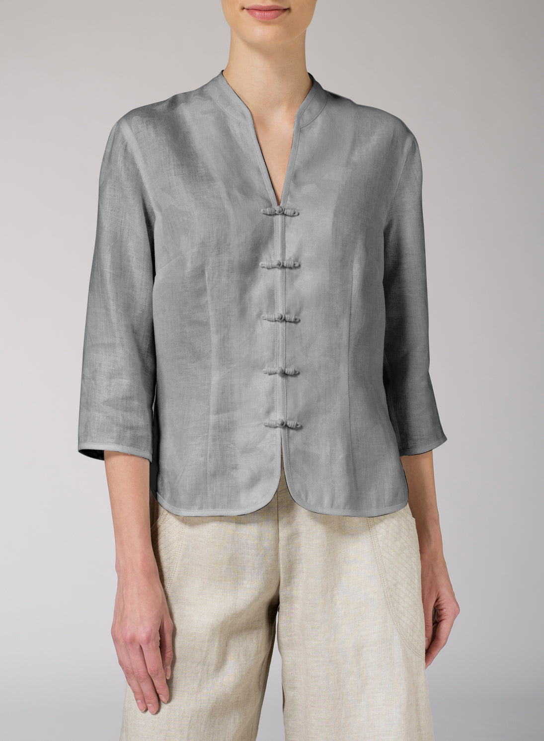 Cotton And Linen Waist Slim Small Coat