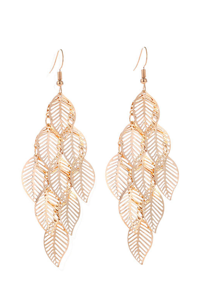 Hollow Out Multiple Acrylic Leaf Alloy Dangle Earrings