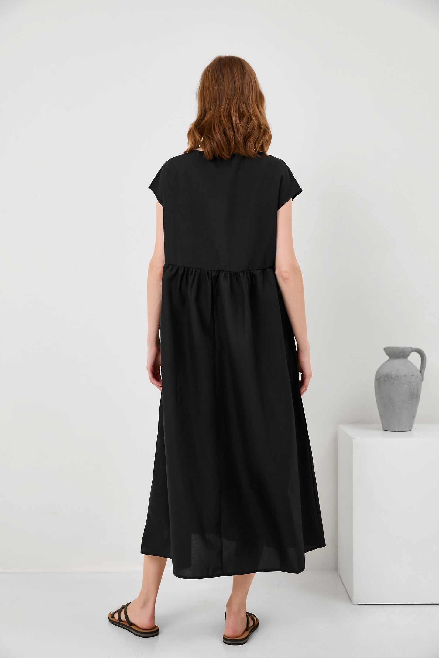 Solid Color Sleeveless Loose Cotton Linen Pocket Dress