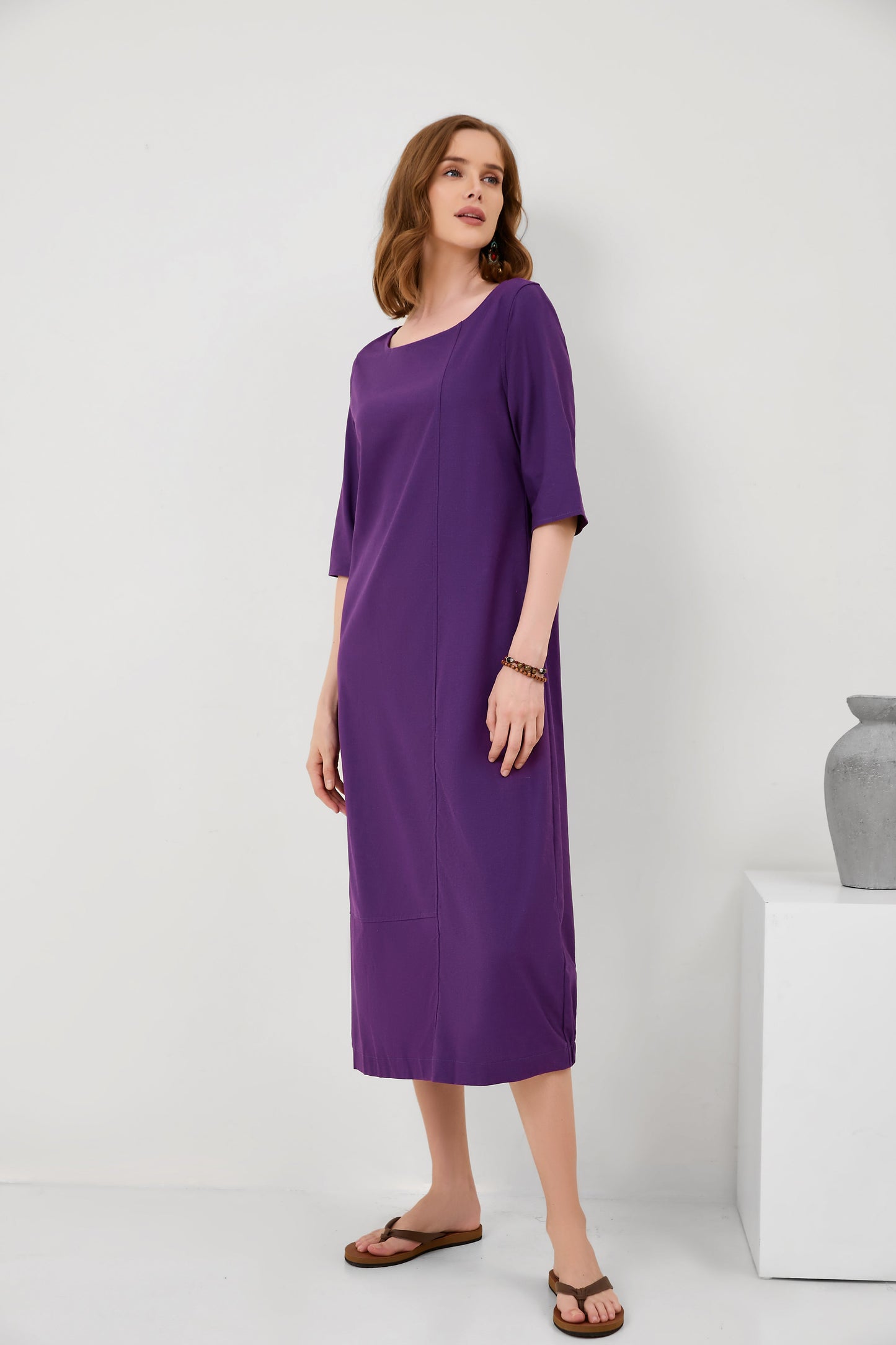 Crew Neck Women Plus Size Dresses Daytime Solid Dresses