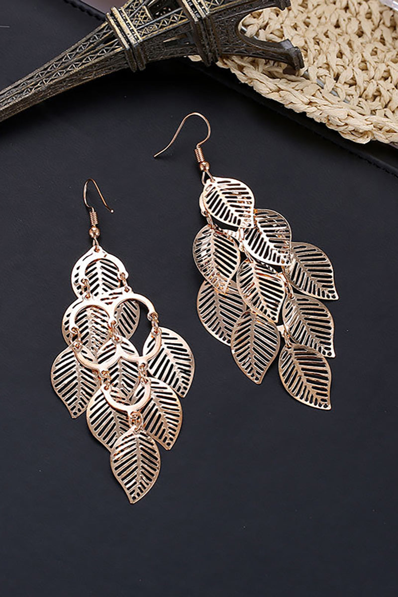 Hollow Out Multiple Acrylic Leaf Alloy Dangle Earrings