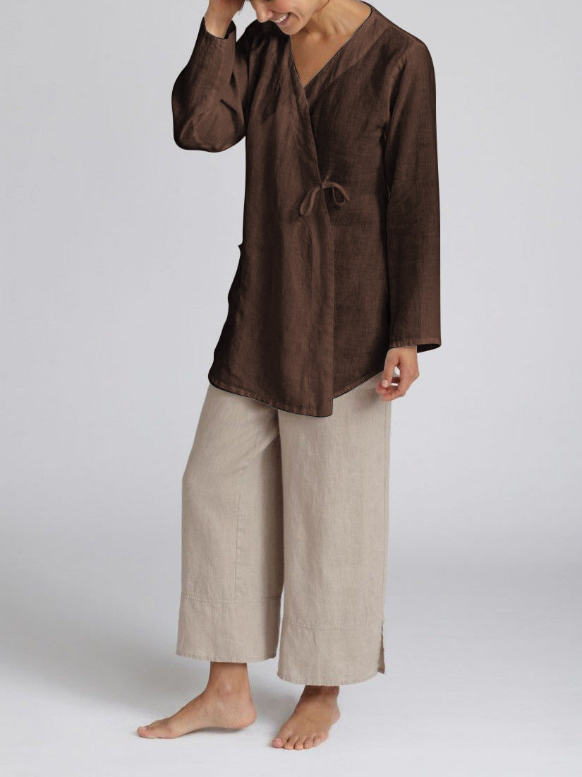 Cotton And Linen Cord Tie Cardigan