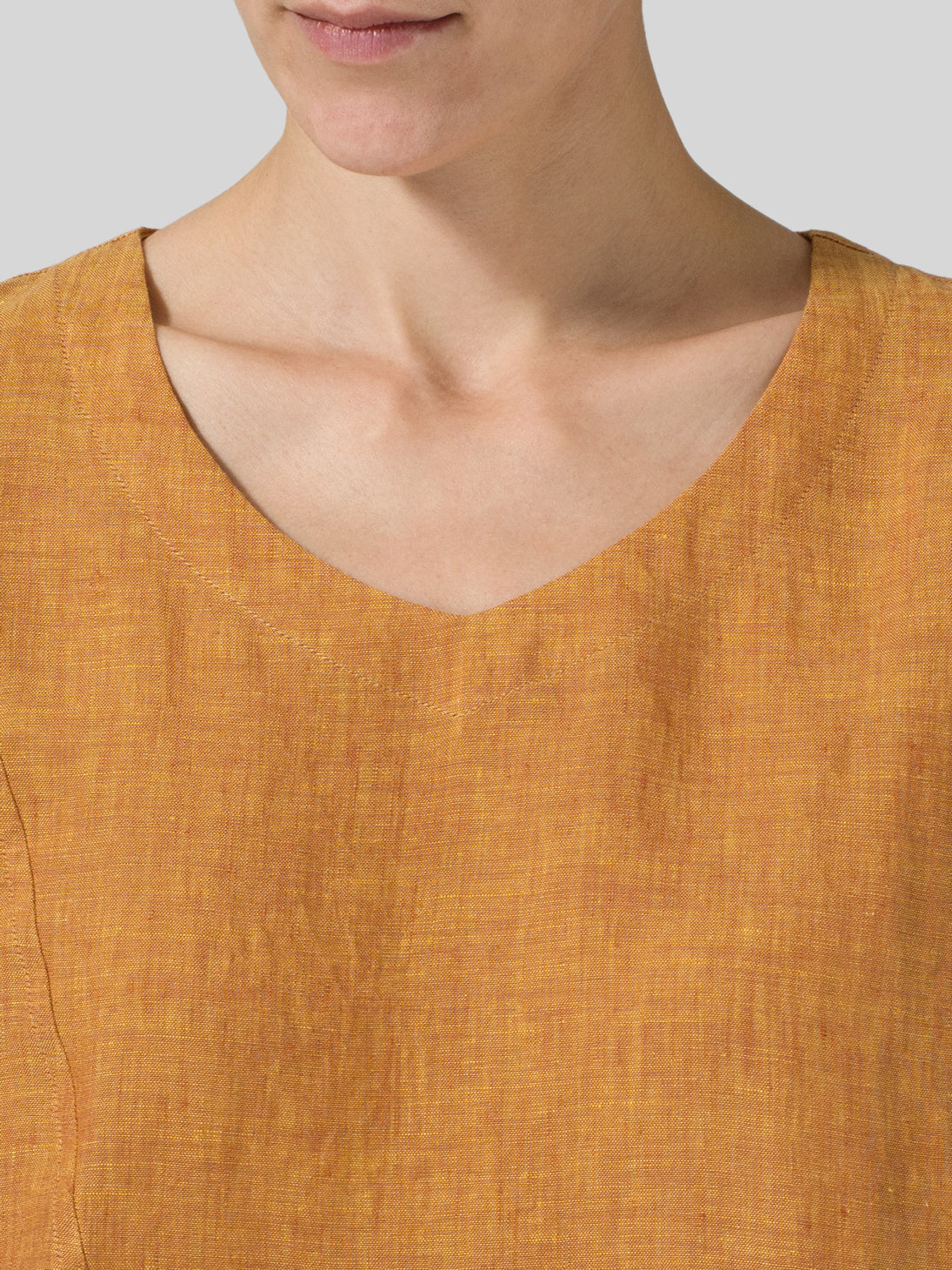 Womens Fashion orange Cotton Linen Asymmetric Long Shirt