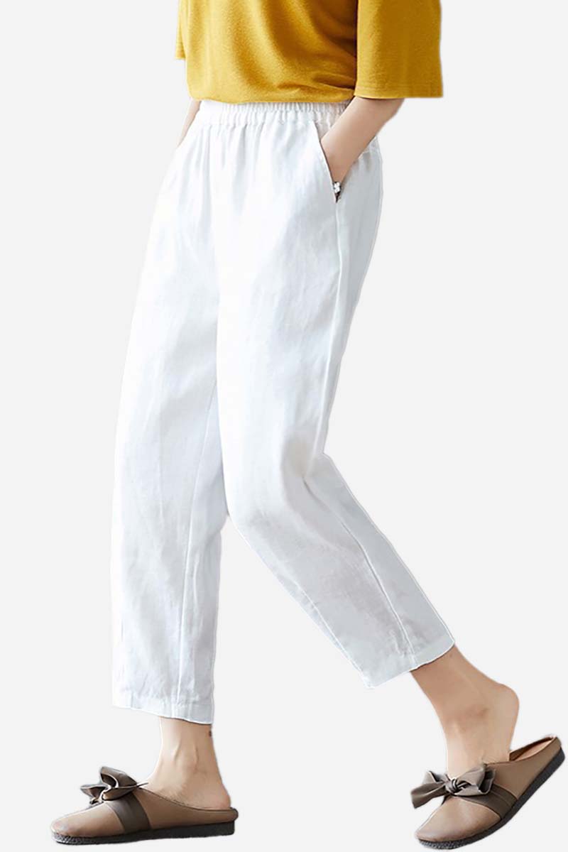 Pocket Ankle-Length Casual Linen Harem Pants