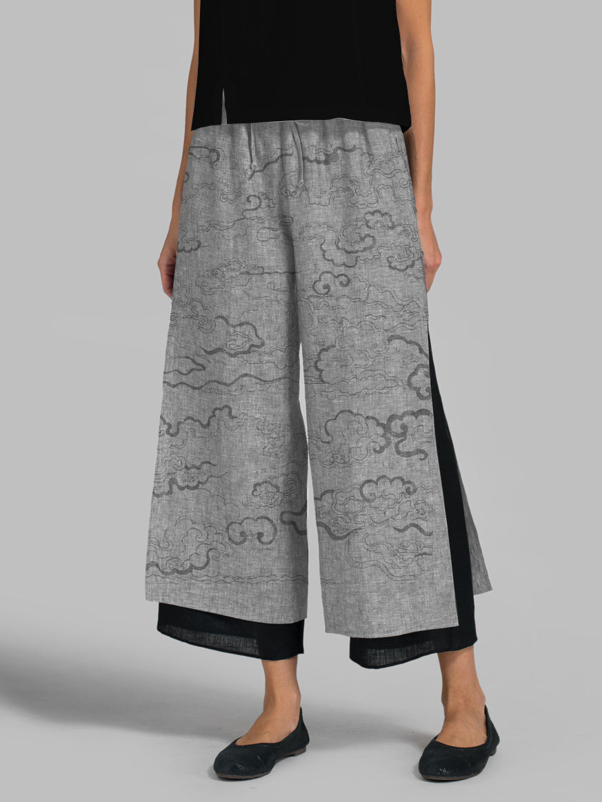 Auspicious Cloud Printing Fashion Ankle Pants