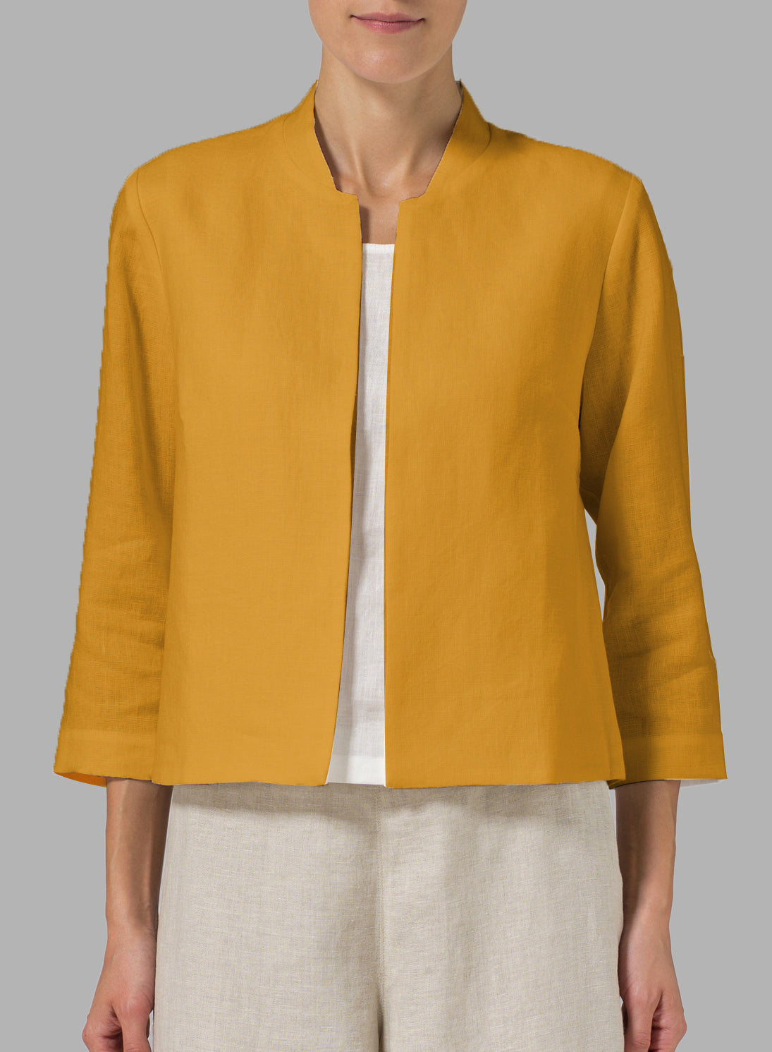Cotton And Linen Waist Slim Fashion Short Jacket